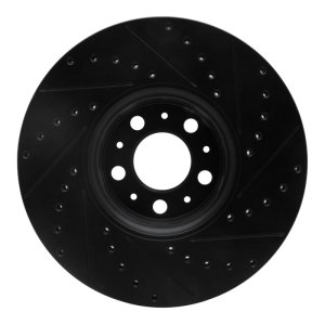 Volvo XC90 Brake Rotor (1) - Front Left - R1 Concepts - Drilled & Slotted - Black - `03-`14
